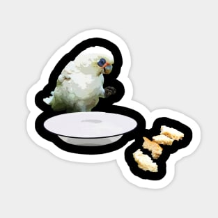 Cartoon bird. Eating and drinking Sticker